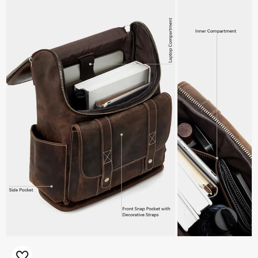 Brown Leather Backpack - Classic Men's Accessory